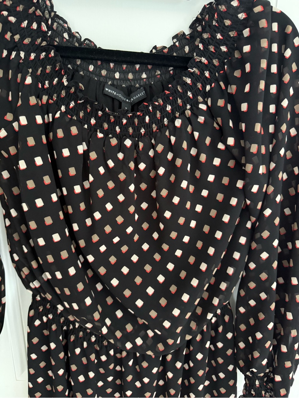 White House Black Market Black Dress with Geometric Print - Picture 2 of 2